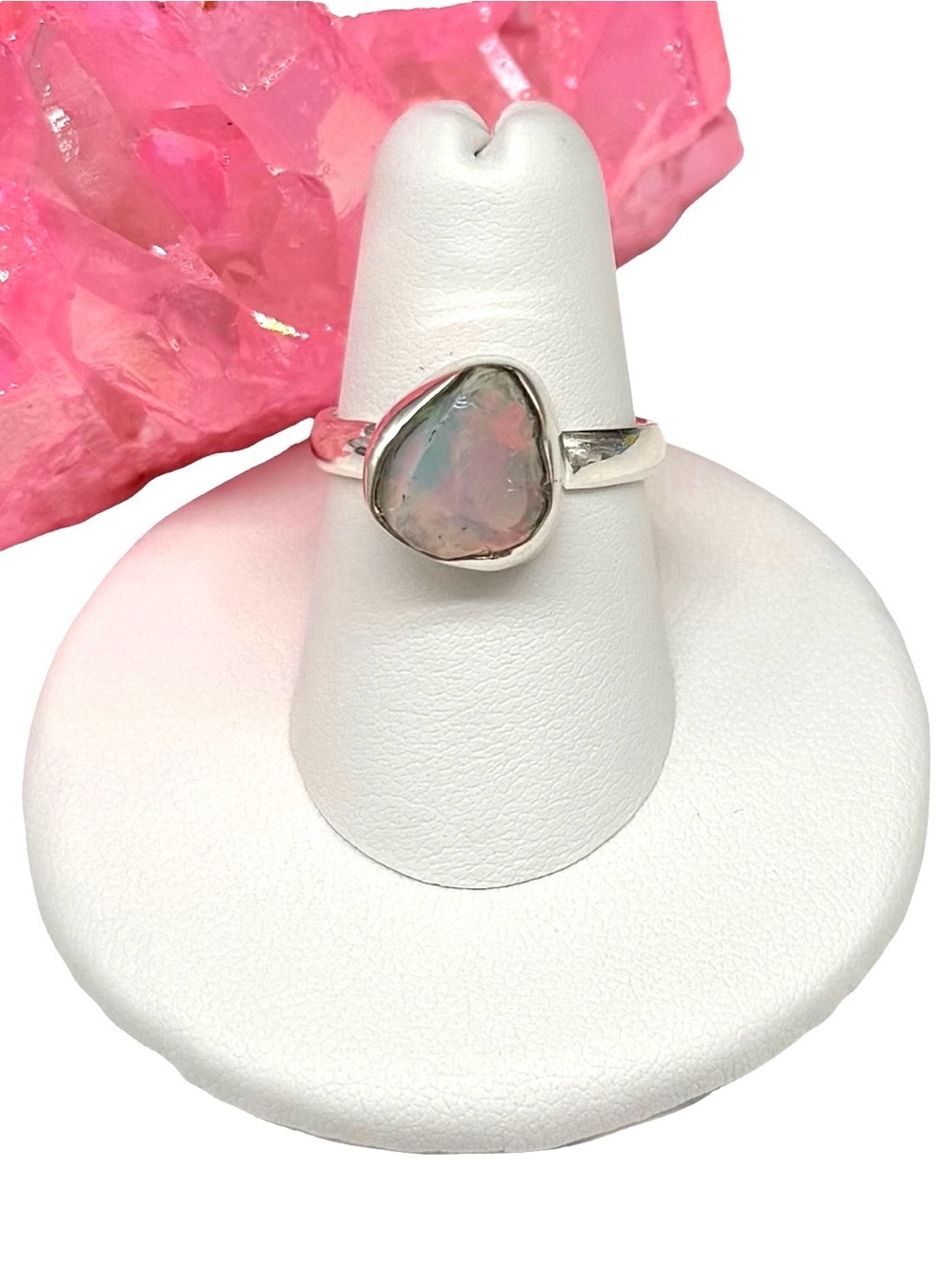 Rough Ethiopian Fire Opal Ring Size 7 Solid 925 Sterling Silver Raw Stone
